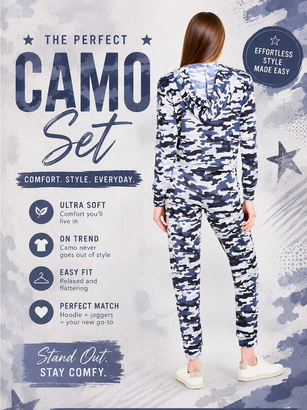 2 piece Catherine Malandrino Blueish Gray & Black Camo Knit Top and pants! 💙🩵🩶